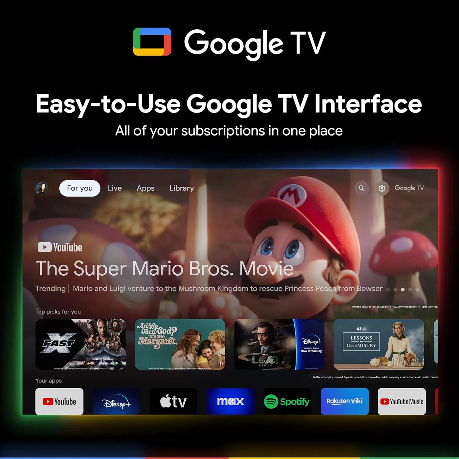 Easy to use google tv interface